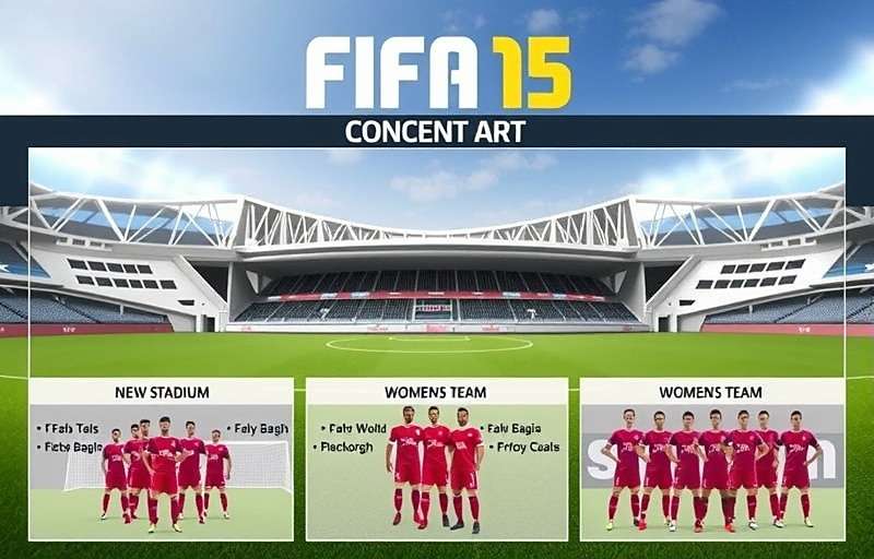 Concept art for upcoming FIFA 15: ATK Mohun Bagan Simulation update showing new stadiums and women's team features